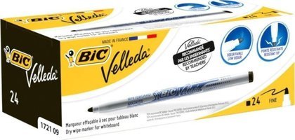 Bic Velleda 24'lü Doldurulabilir Silinebilir Siyah Tahta Kalemi