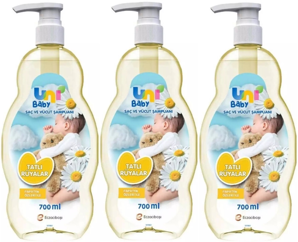 Uni Baby Tatlı Rüyalar Göz Yakmayan Hipoalerjenik Yenidoğan Hassas Ciltler İçin Bebek Şampuanı 3x700 ml