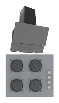 Termikel BH P6144C A - Argemon BA60 Dijital Doğalgazlı Cam Klasik Ocak Davlumbaz İkili Set 2'li Ankastre Set Gri