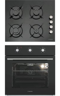 Termikel BO O6435C B - BH P6144C B Dijital Doğalgazlı Cam Klasik Ankastre Fırın Ocak 2'li Ankastre Set Siyah