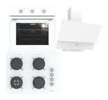 Termikel BO O6435C W - BH P7194C W - CH C6532C Dijital Doğalgazlı Cam Klasik Set Üstü Davlumbaz 3'lü Ankastre Set Beyaz