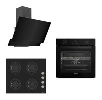 Arçelik 141 AFC 330 S - CS205 - D063 Dijital Doğalgazlı Cam Klasik Set Üstü Davlumbaz 3'lü Ankastre Set Siyah