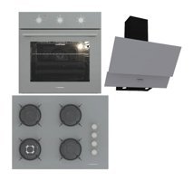 Termikel BO O6435C A - BH P7194C A - CH C6532C Dijital Doğalgazlı Cam Klasik Set Üstü Davlumbaz 3'lü Ankastre Set Gri