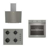 Beko BFC 321 G - BOCD T 6510 EG - BDE 6040 G Dijital Doğalgazlı Cam Klasik Set Üstü Davlumbaz 3'lü Ankastre Set Gri