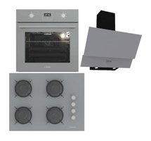 Termikel BO O64D5C A - BH P7144C A - CH C6532C BA Dijital Doğalgazlı Cam Klasik Set Üstü Davlumbaz 3'lü Ankastre Set Gri