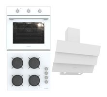 Termikel BO O6435C W - BH P6144C W - CH S6532C WW Dijital Doğalgazlı Cam Klasik Set Üstü Davlumbaz 3'lü Ankastre Set Beyaz