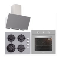 Silverline BO6503S01 - CS5429S01 - 3457 Soho 60 Dijital Doğalgazlı Cam Klasik Set Üstü Davlumbaz 3'lü Ankastre Set Gri