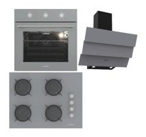 Termikel O6435C A - BH P7144C A - CH S6532C Dijital Doğalgazlı Cam Modern Set Üstü Davlumbaz 3'lü Ankastre Set Gri