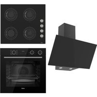 Ferre CS205 - XE64CS - D077 Dijital Doğalgazlı Cam Klasik Set Üstü Davlumbaz 3'lü Ankastre Set Siyah