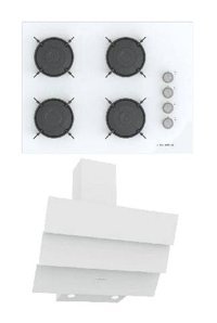 Termikel BH P7144C W - CH S6532C WW Dijital Doğalgazlı Cam Klasik Ocak Davlumbaz İkili Set 2'li Ankastre Set Beyaz