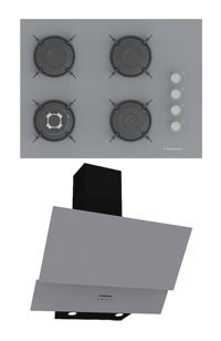 Termikel P7194C A - CH C6532C BA Dijital Doğalgazlı Cam Klasik Ocak Davlumbaz İkili Set 2'li Ankastre Set Gri