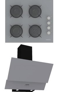 Termikel BH P6144C A - CH C6532C BA Dijital Doğalgazlı Cam Klasik Ocak Davlumbaz İkili Set 2'li Ankastre Set Gri
