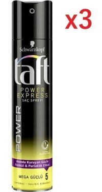 Schwarzkopf Taft Power Express No: 5 Sabitleyici Islak Görünümlü Provitaminli Saç Spreyi 3x250 ml