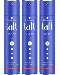 Schwarzkopf Taft Ultra Sabitleyici Islak Görünümlü Provitaminli Ekstra Güçlü Saç Spreyi 3x250 ml
