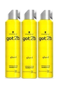 Schwarzkopf Got2B - Glued Şekillendirici Islak Görünümlü Keratinli Güçlü Saç Spreyi 3x300 ml
