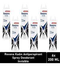 Rexona Invisible Üstün Koruma Pudralı Ter Önleyici Antiperspirant Sprey Kadın Deodorant 6x200 ml