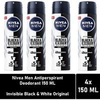 Nivea Black&White Invisible Original Pudrasız Ter Önleyici Antiperspirant Sprey Erkek Deodorant 4x150 ml