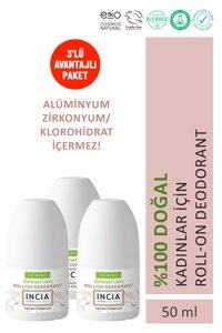 Incia Vegan Pudrasız Ter Önleyici Organik Roll-On Kadın Deodorant 3x50 ml
