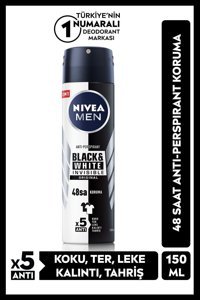 Nivea Black&White Invisible Original Pudrasız Ter Önleyici Antiperspirant Sprey Erkek Deodorant 150 ml