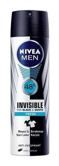 Nivea Black&White Invisible Fresh Pudralı Ter Önleyici Antiperspirant Sprey Erkek Deodorant 6x150 ml
