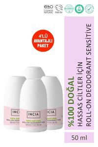 Incia Sensitive Pudrasız Ter Önleyici Organik Roll-On Kadın Deodorant 4x50 ml