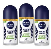 Nivea Sensitive Protect Pudrasız Ter Önleyici Antiperspirant Roll-On Erkek Deodorant 3x50 ml