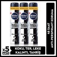 Nivea Black&White Invisible Original Pudrasız Ter Önleyici Antiperspirant Sprey Erkek Deodorant 3x200 ml