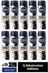 Nivea Black&White Invisible Güçlü Etki Pudrasız Ter Önleyici Antiperspirant Sprey Erkek Deodorant 10x150 ml