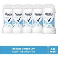 Rexona Cotton Dry Pudralı Ter Önleyici Antiperspirant Stick Kadın Deodorant 5x40 ml