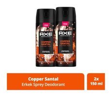 Axe Copper Santal Pudrasız Ter Önleyici Antiperspirant Sprey Erkek Deodorant 2x150 ml