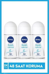 Nivea Natural Fresh Pudrasız Ter Önleyici Organik Antiperspirant Roll-On Kadın Deodorant 3x50 ml