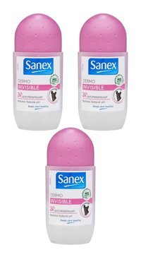Sanex Dermo Sensitive Pudrasız Ter Önleyici Antiperspirant Roll-On Kadın Deodorant 3x50 ml