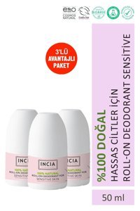 Incia Pudrasız Ter Önleyici Organik Roll-On Kadın Deodorant 3x50 ml