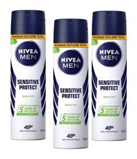Nivea Sensitive Protect Pudralı Ter Önleyici Antiperspirant Sprey Erkek Deodorant 3x150 ml