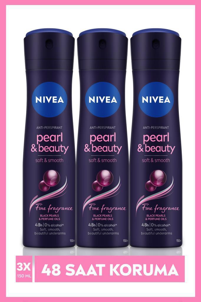 Nivea Pearl & Beauty Fine Fragrance Pudralı Ter Önleyici Antiperspirant Sprey Kadın Deodorant 3x150 ml