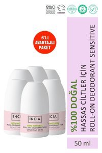 Incia Sensitive Pudrasız Ter Önleyici Organik Roll-On Kadın Deodorant 6x50 ml