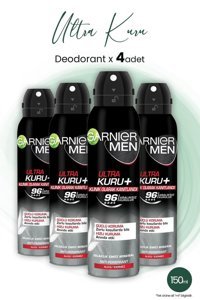 Garnier 96 Saat Ultra Kuru Pudrasız Ter Önleyici Antiperspirant Sprey Erkek Deodorant 4x150 ml