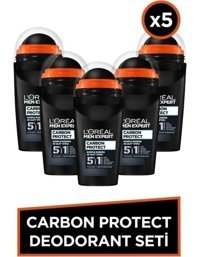 L'Oreal Paris Expert Carbon Protect Pudrasız Ter Önleyici Antiperspirant Roll-On Erkek Deodorant 5x50 ml