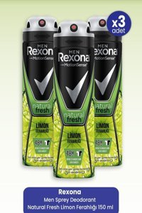 Rexona Fresh Pudrasız Ter Önleyici Organik Antiperspirant Sprey Erkek Deodorant 3x150 ml