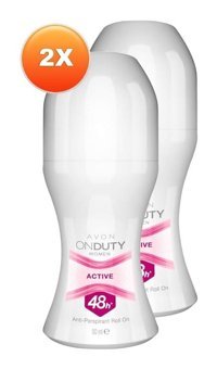 Avon On Duty Active Pudrasız Ter Önleyici Antiperspirant Roll-On Avon Kadın Active Deodorant 2x50 ml