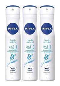 Nivea Natural Fresh Pudralı Ter Önleyici Organik Antiperspirant Sprey Kadın Deodorant 3x200 ml