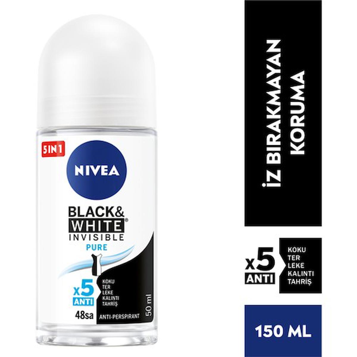 Nivea Black&White Invisible Pure Pudrasız Ter Önleyici Antiperspirant Sprey Erkek Deodorant 50 ml