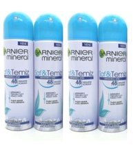 Garnier Mineral Ultra Kuru Pudralı Ter Önleyici Antiperspirant Sprey Kadın Deodorant 4x150 ml