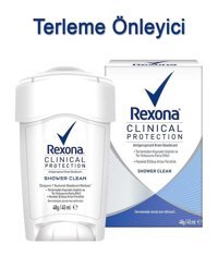 Rexona Clinical Protection Shower Clean Pudrasız Ter Önleyici Antiperspirant Krem Kadın Deodorant 45 ml