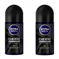 Nivea Deep Dry & Clean Pudrasız Ter Önleyici Antiperspirant Roll-On Erkek Deodorant 2x50 ml