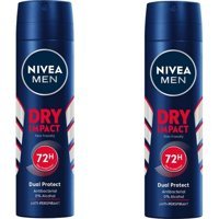 Nivea Dry Impact Pudralı Ter Önleyici Antiperspirant Sprey Erkek Deodorant 2x150 ml