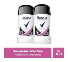 Rexona Invisible Pure Pudralı Ter Önleyici Antiperspirant Stick Kadın Deodorant 2x40 ml