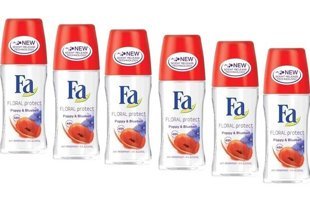 Fa Floral Protect Poppy & Bluebell Pudrasız Ter Önleyici Antiperspirant Roll-On Kadın Deodorant 6x50 ml