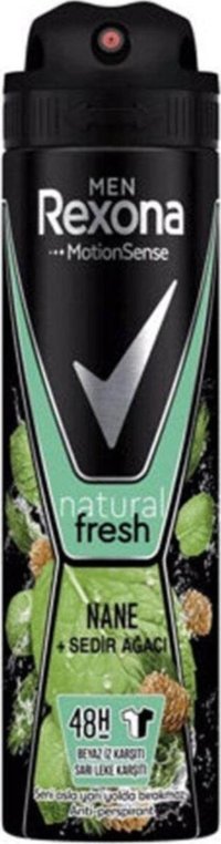 Rexona Natural Fresh-Nane Sedir Ağacı Pudralı Ter Önleyici Organik Antiperspirant Sprey Erkek Deodorant 150 ml
