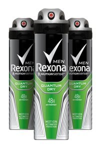 Rexona Quantum Dry Pudralı Ter Önleyici Antiperspirant Sprey Erkek Deodorant 3x150 ml